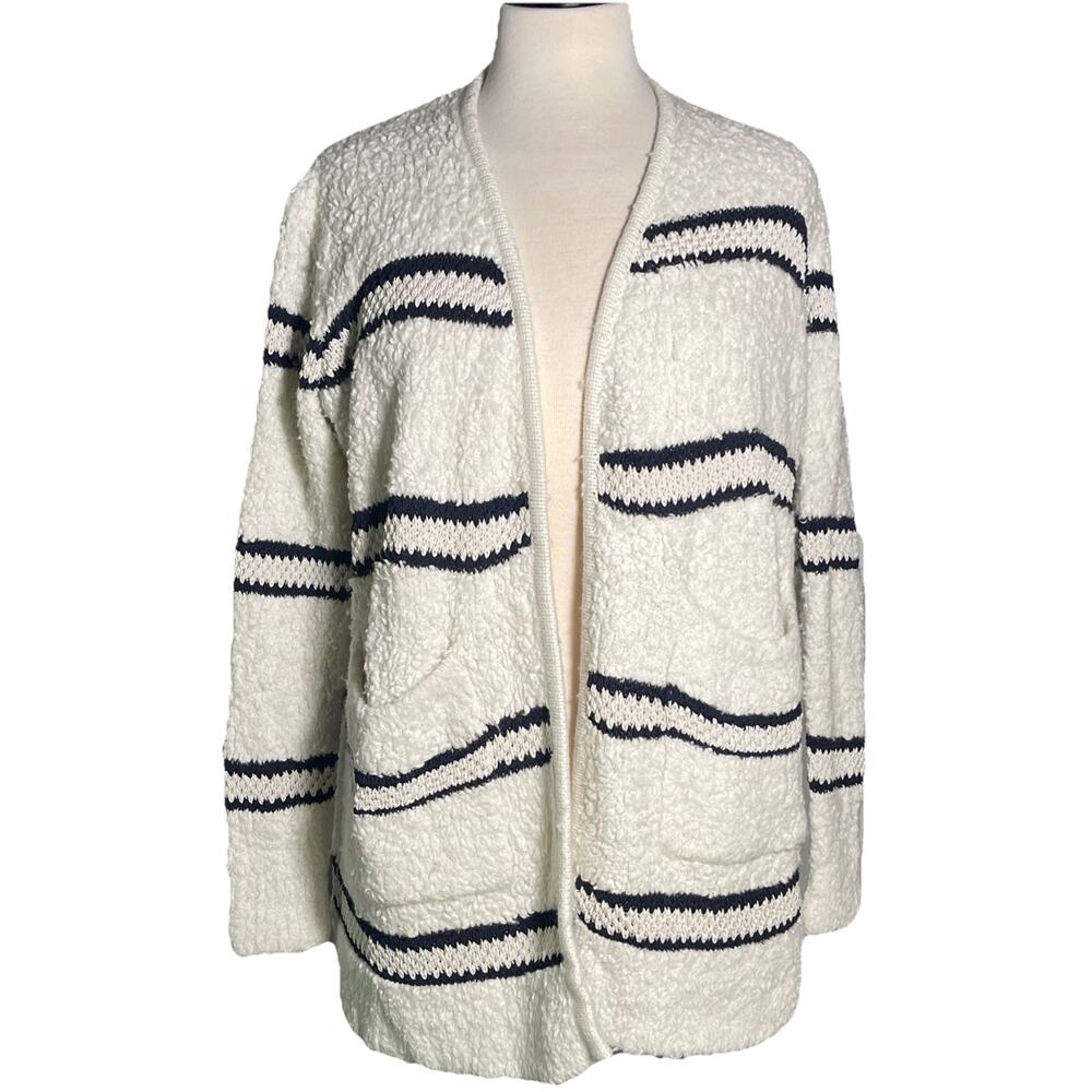 Madewell Cardigan Sweater XXS Boucle Wool Open Long Line Textured Chunky Neutral